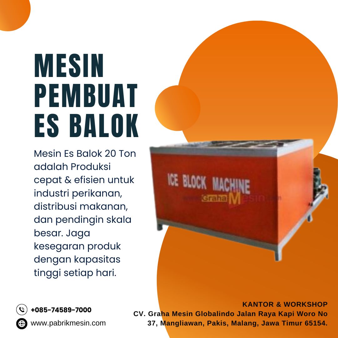 Mesin Es Balok 20 Ton – Produksi Cepat & Efisien!